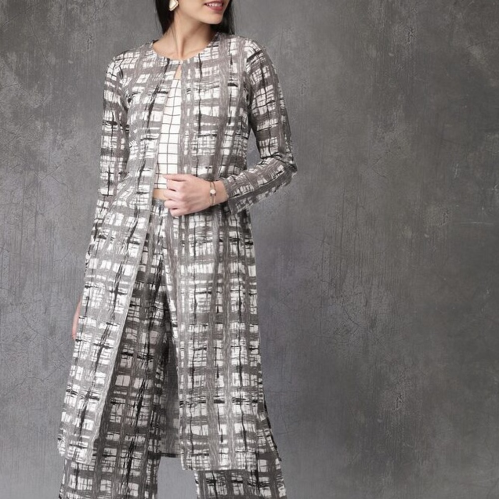 Anouk by Myntra ethnic printed cotton calf length jacket/ cardigan size S
